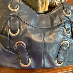 Ladies 14 inch dark navy handbag
